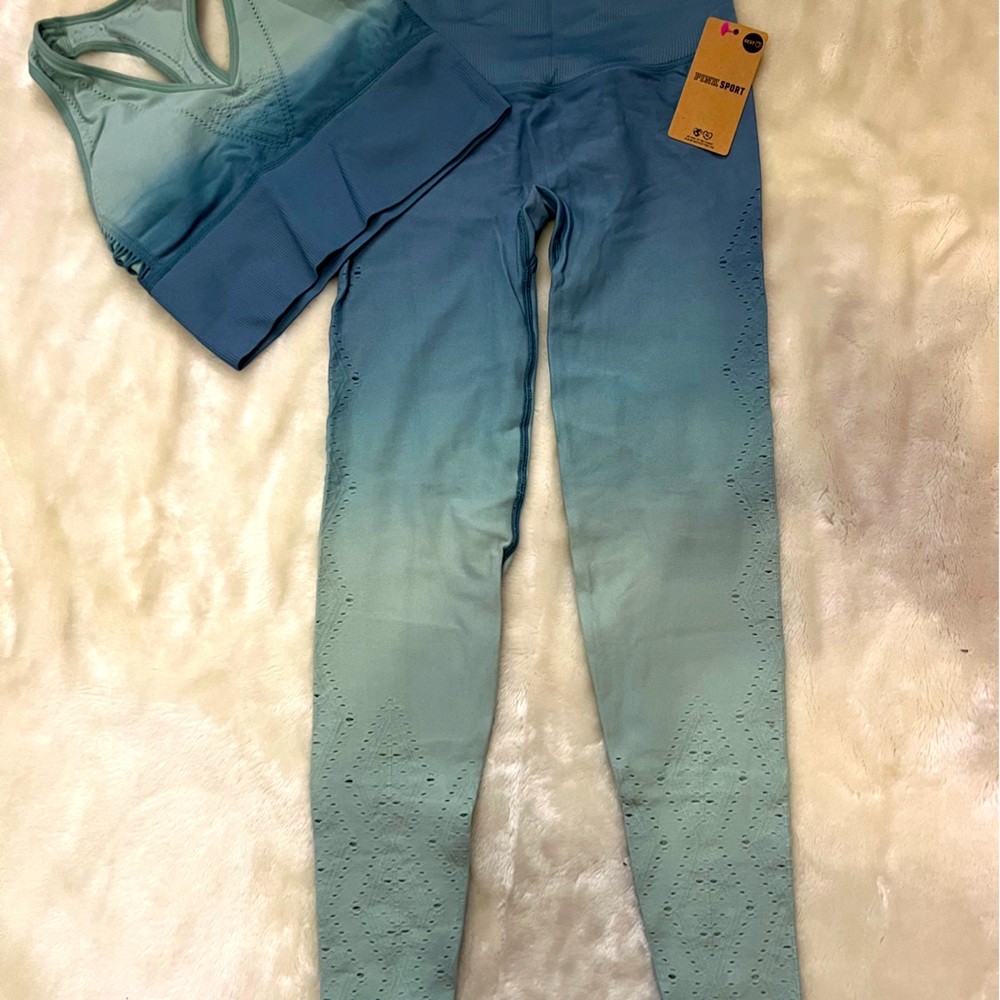 VICTORIA SECRET YOGA SET —SMALL BLUE/TURQUOISE OMBRÉ